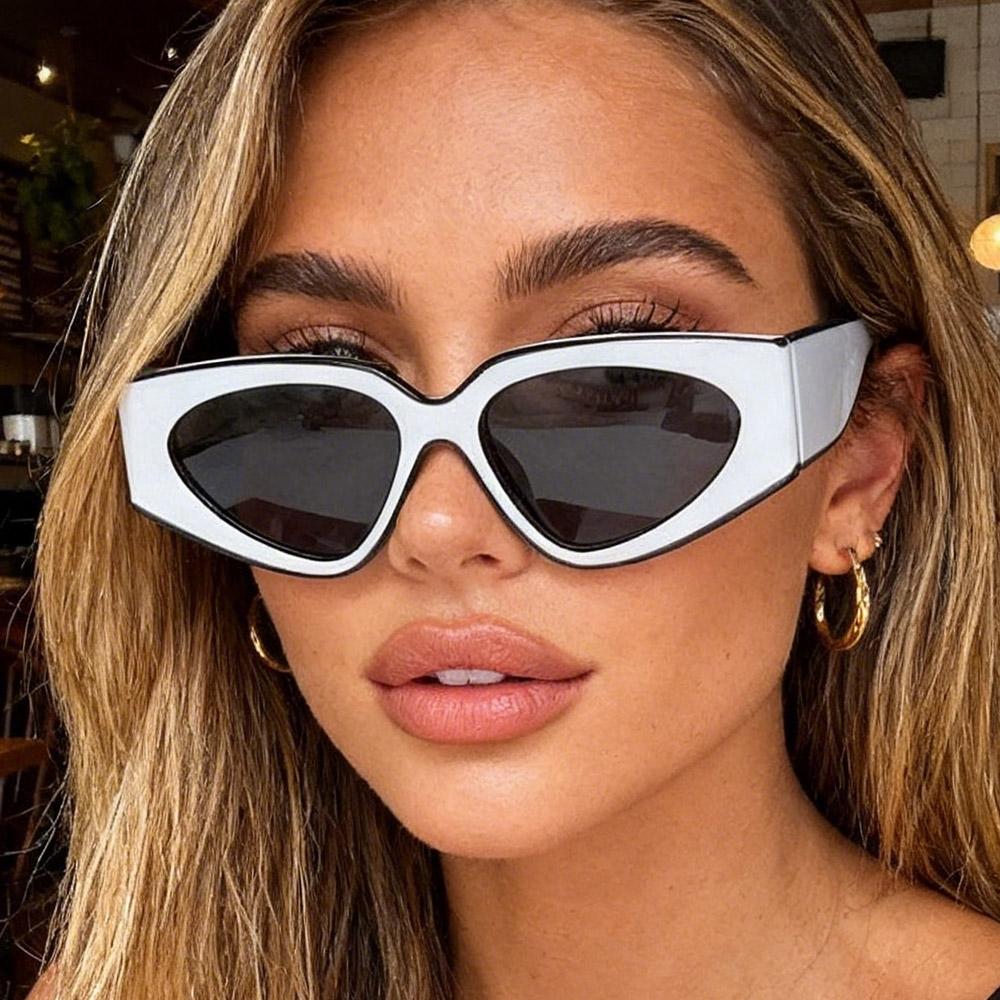 Vintage Patchwork Small Cat Eye Sunglasses Women New Fashion Small Black White Gradient Sun Glasses Ladies Trendy Sexy Shades