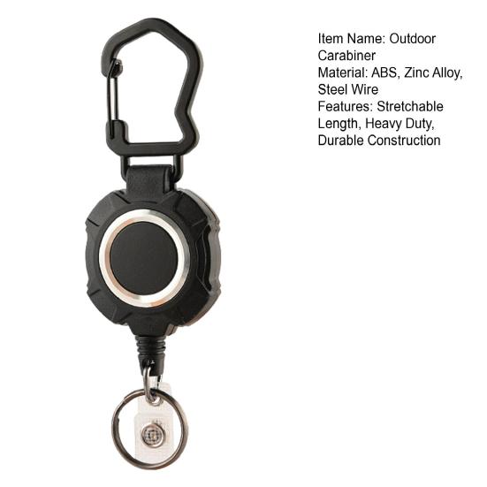 Выдвижной карабин из нержавеющей стали, брелок для ключей, сверхмощный карабин, брелок для ключей, ударопрочный трос, кольцо для ключей