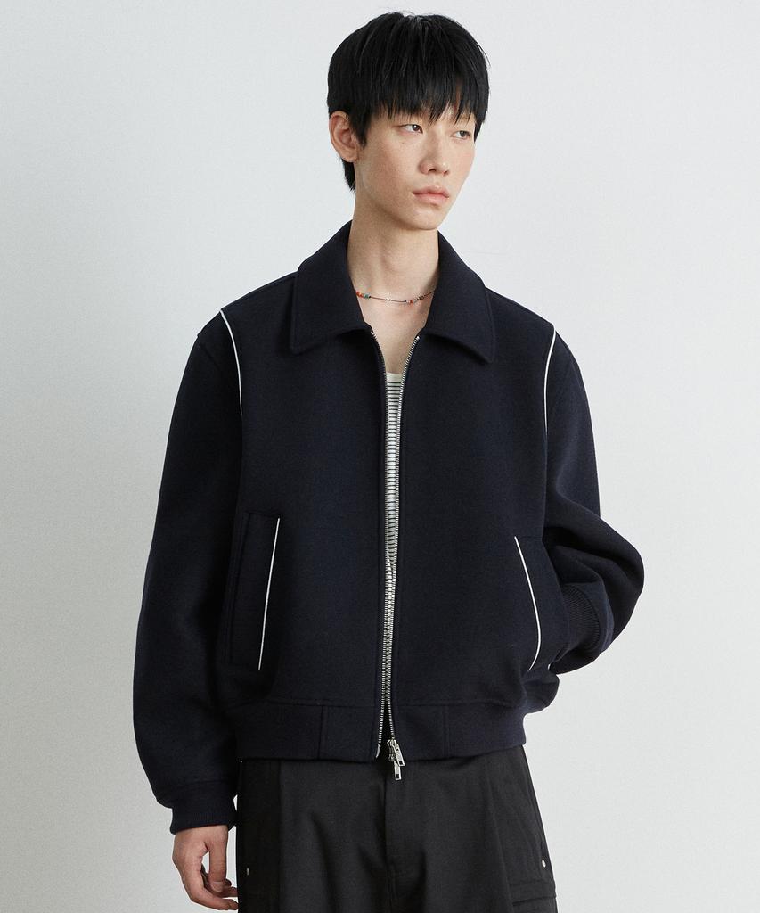 Киимуир Шерстяная окантовка Бейсбольная куртка Dw_Navy
