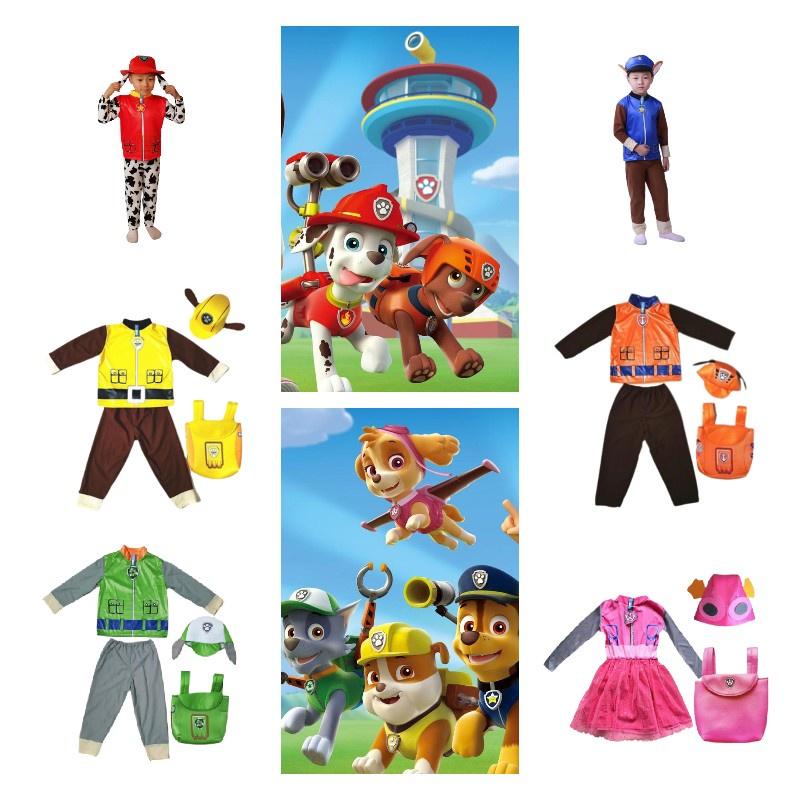 Children Paw Patrol Cosplay Custume Set Halloween Party Props Hat Backpack Gift