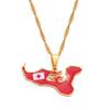 Anniyo Tonga Map & Flag Pendant Necklaces Stainless Steel and Gold Color Tongan Ethnic Jewelry #155021
