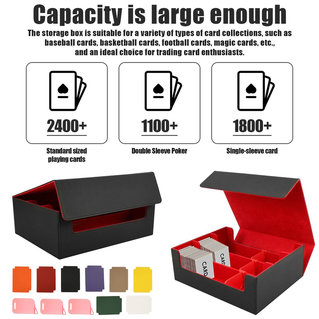 Коробка для хранения карт в 3 ряда, чехол для колоды карт, вмещает более 1800 карт в одинарных протекторах, магнитная застежка, органайзер для карточек ТКИ из ПУ кожи