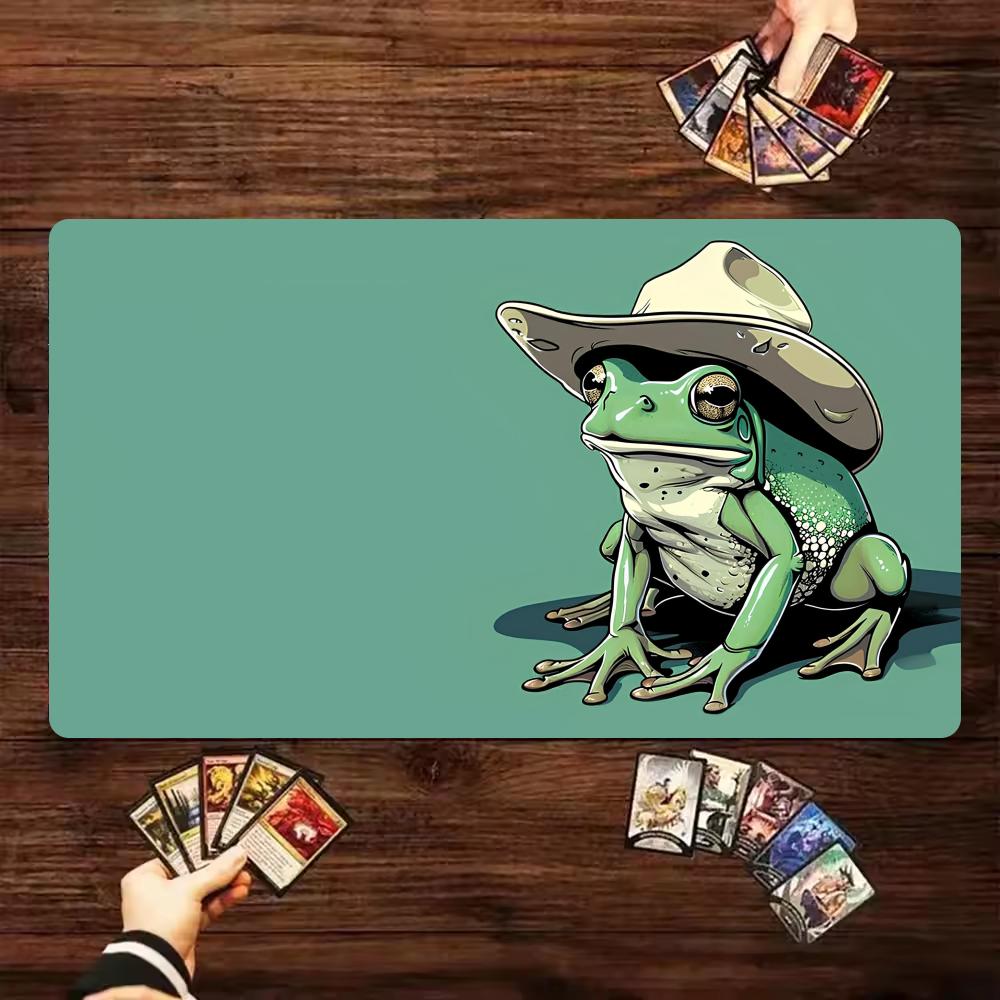 Kawaii Frog Mouse Pad Card Playmat Stitched With Magic Zones Game Mats Tabletop For MtgTcg Card Battle Commander Deck Desk Mat