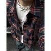 Рубашка Inknots American Retro Brushed Warm Loose Plaid Shirt Men and Women Vintage Shirt Coat Fashion