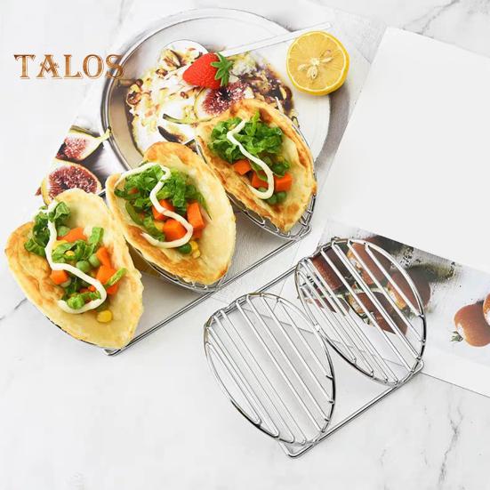 Stainless Steel Taco Holder Stands for 3 Tacos Rust-Proof Taco Tray Plates for Crispy Shells Heat-Resistant Burrito Stand for Holidays Outings