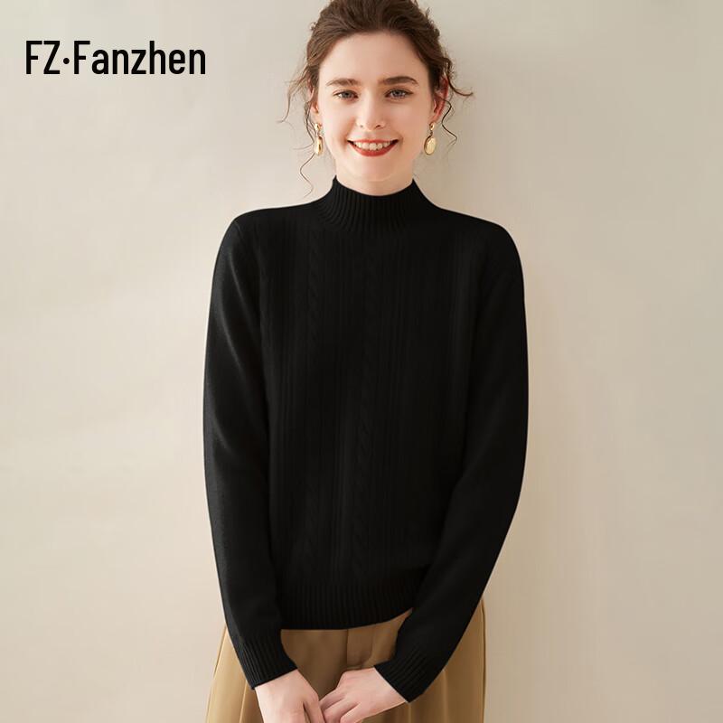 Fanzhen Women's Thickened Cashmere Blend Knit Sweater