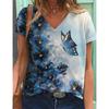 Fashion Floral 3D Print T-shirts Butterfly Women Streetwear T Shirt Y2k Tops V-Neck Tees Woman Girls Oversized Harajuku Clothing