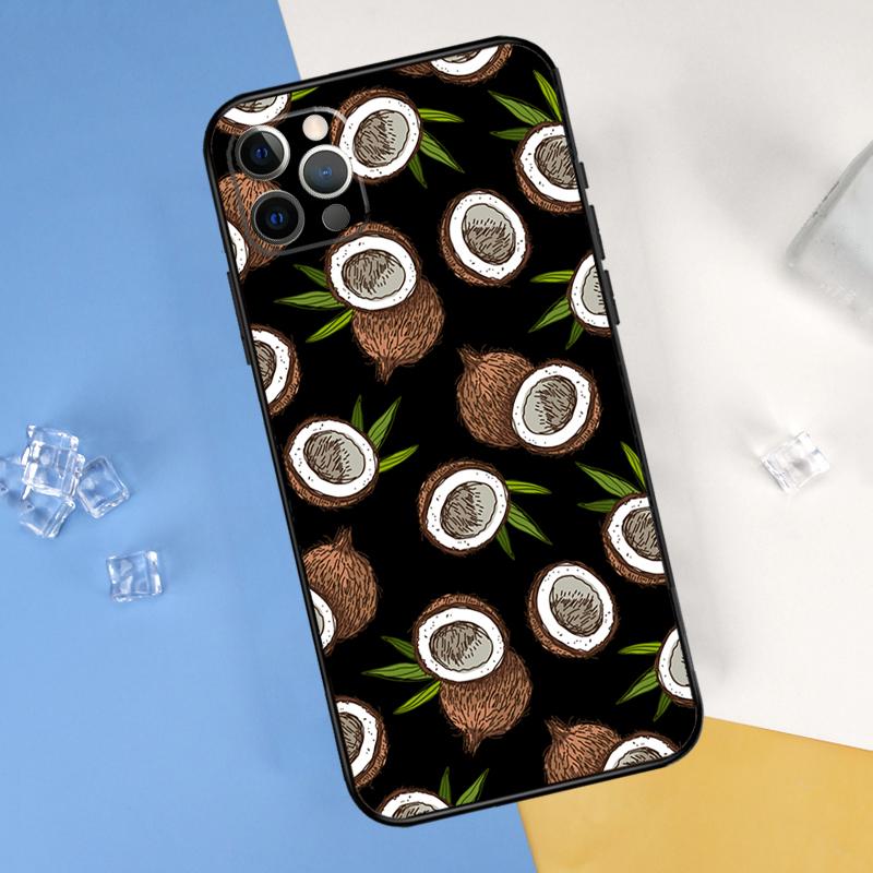 Summer Fruit Coconut Phone Case For iPhone 16 Pro Max 13 12 Mini 11 14 15 Pro Max XR 16 15 Plus 16e Cover Shell