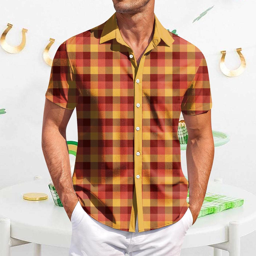 Мужская повседневная рубашка с короткими рукавами, облегающая, стильная, с гавайским принтом