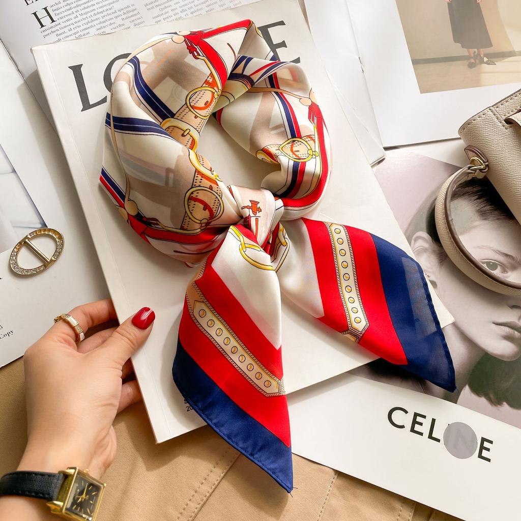 Spring And Summer Satin Long Scarf For Women Sunscreen Shawl Fashionable Beauty Scene Satin Long Scarf Versatile Travel Scarf