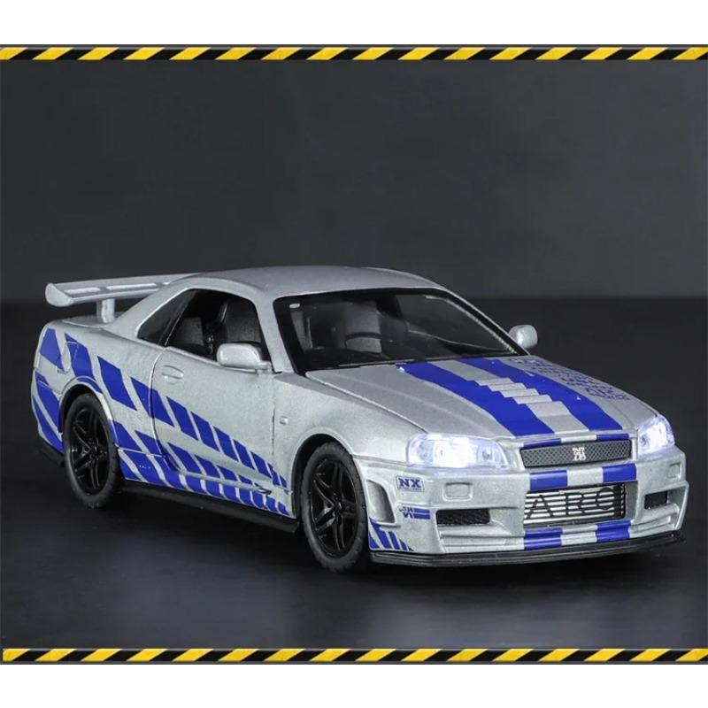 Масштаб 1/32 Nissan GTR R34 SKYLINE Fast Alloy Simulation Car Model Diecasts & Toy Vehicles and Furious Cars Decoration Toys for Children Boy