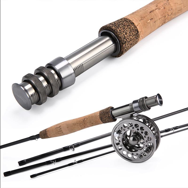 Комбинированная удочка и катушка нахлыстом Портативная удочка нахлыстом с катушкой из алюминиевого сплава для ловли форели