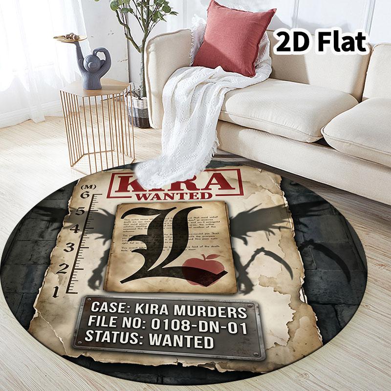 Death Note Round Area Rug Carpet Rug For Living Room Bedroom Sofa Playroom Decor Nonslip Floor Mat