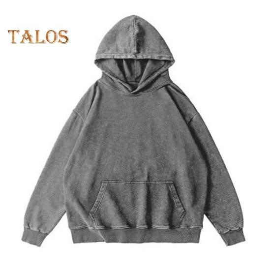 Осень-весна унисекс толстовка с капюшоном большой карман свободный потертый стираный эластичные манжеты и подол скошенные плечи однотонный свободный спортивный топ