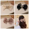 Korean Style Bow Hair Clip Large Size Crystal Hair Clip French Mesh Hair Clip  Lady