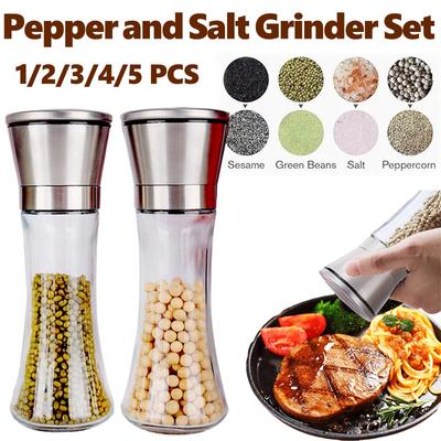 Набор для измельчения перца и соли, кухонная бутылка для специй, стеклянная мельница из нержавеющей стали