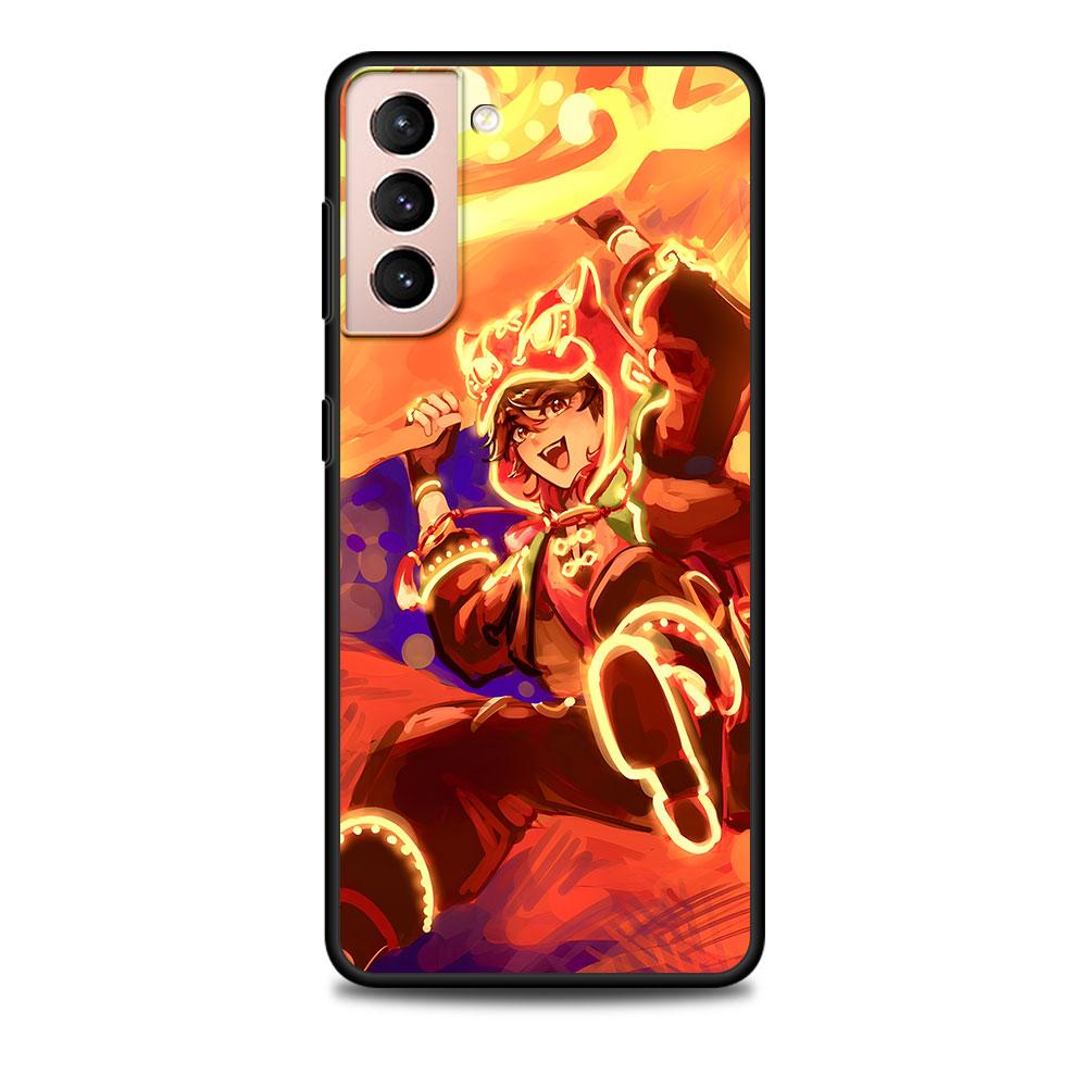 Чехол Gaming Genshin Impact для Samsung Galaxy S23 S21 S22 S20 FE S9 S10 S24 Ultra S10e S9 Plus, мягкий черный чехол-бампер из ТПУ