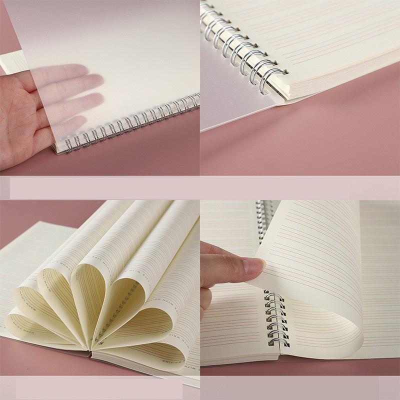 A5/B5/A4 Spiral Coil Notebook Horizontal Grid Blank Notepad Frosted Student Diary Sketchbook School Supplies Stationery