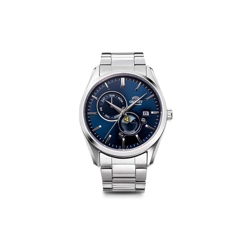 Автоматические часы Orient SUN & MOON, Современный стиль, Мужские, Темно-синие, RN-AK0303L, с гарантией японского производителя