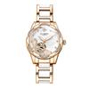 BOLYTE Fashionable Openwork Mechanical Watch Mother of Pearl Ceramic Stainless Steel Diamond Music Ladies Automatic Watch Waterproof Luminous Women's