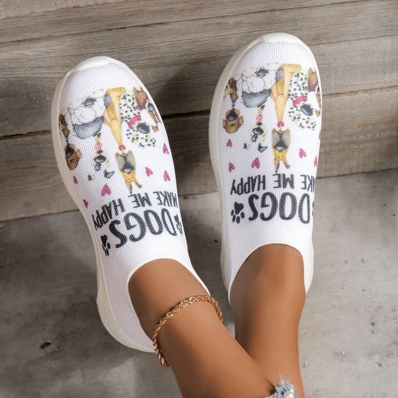 Модные кроссовки Женские кроссовки с принтом растений Дышащие кроссовки Slip-On Женские кроссовки Slip-on Vulcanize Shoes Сетчатые кроссовки для ходьбы на открытом воздухе