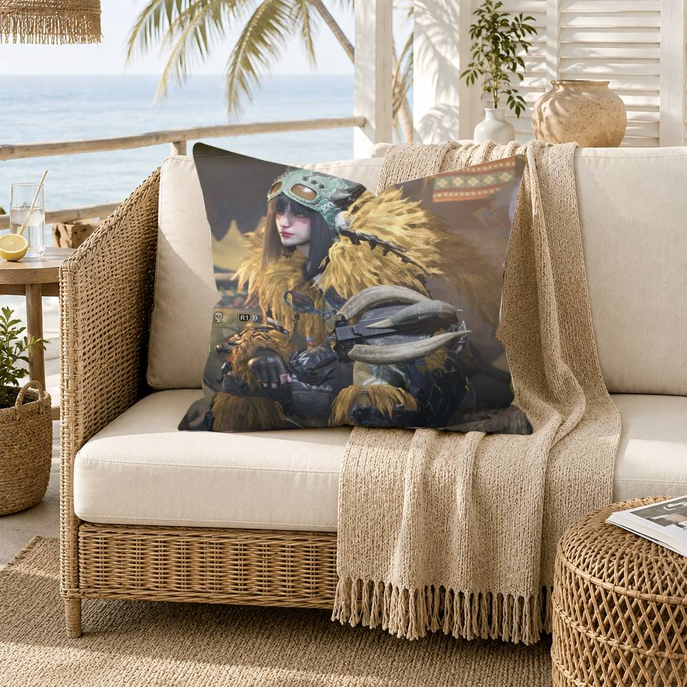 MMonster Hunter Wilds Pillow Case for Sofa Living Room Home office Decor Protective Cover
