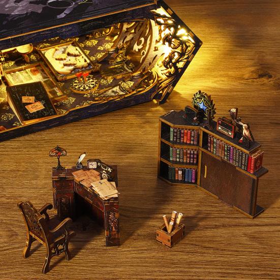 1 Набор DIY Набор для книжной полки Реалистичный Гладкий край Точно вырезанный Легко собрать Развитие воображения Кукольный домик 3D DIY Вставка для книжной полки Декор для