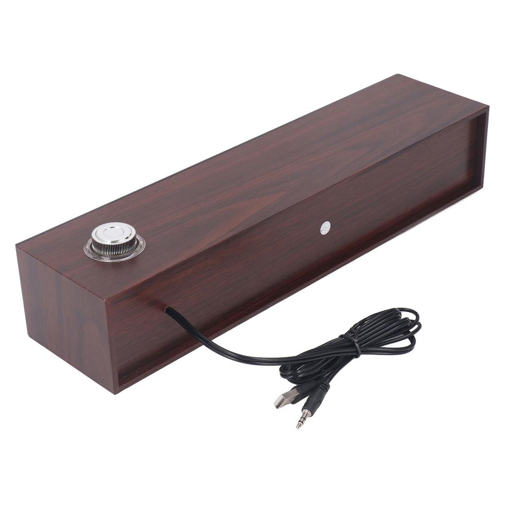 Wooden Computer Speakers Desktop Soundbar HiFi Stereo Sound AUX in Wired USB Powered Soundbar for PC Laptop Tablets