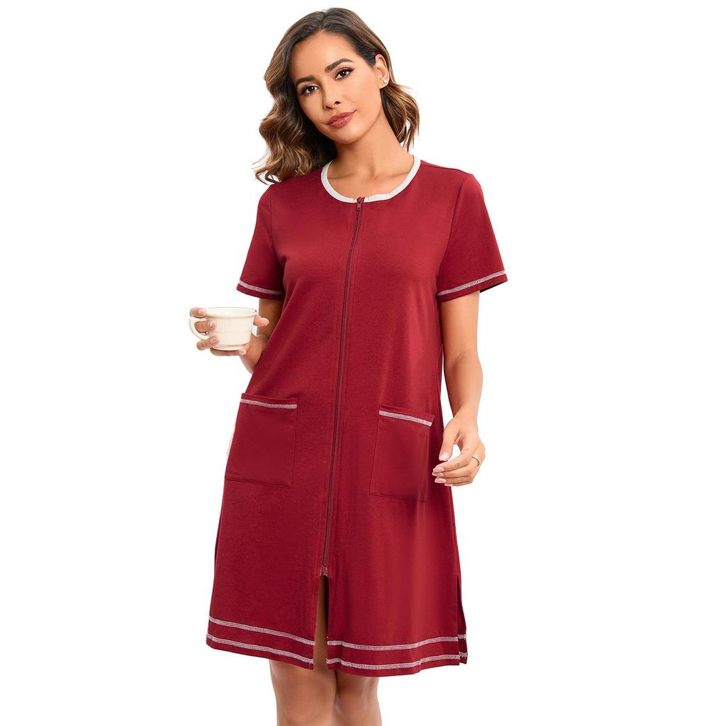 Женские пижамы для сна с короткими рукавами на молнии для беременных и кормящих мам, свободная ночная рубашка для кормления грудью и послеродового периода