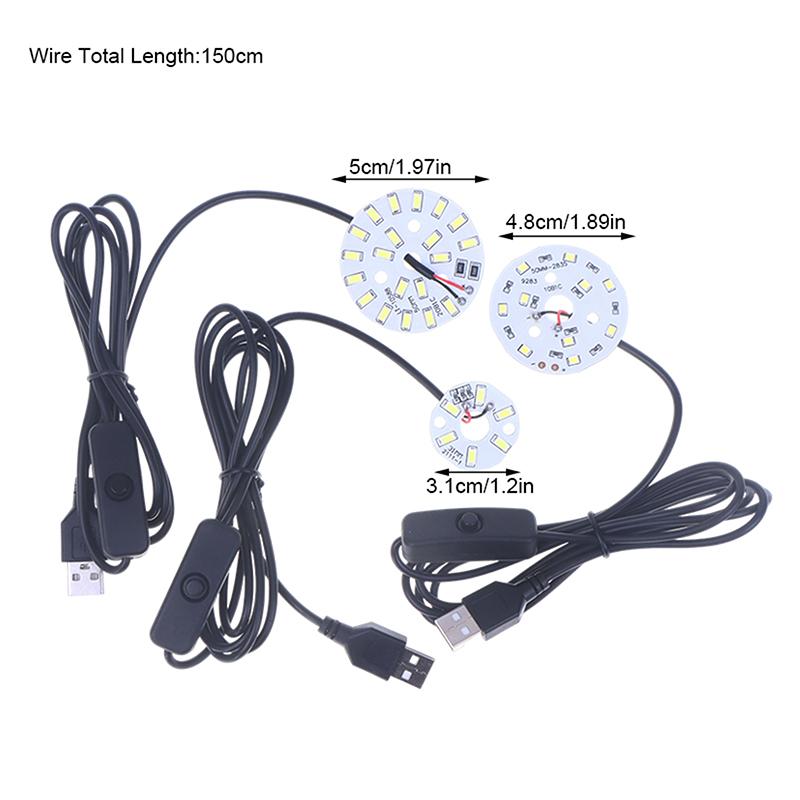 1 шт. USB-штекер DC5V Источник света LED Светодиодные бусины SMD 5730/2835 Кольцевой чип С черным кабелем 1,5 м с переключателем 3/5/10 Вт Белый свет