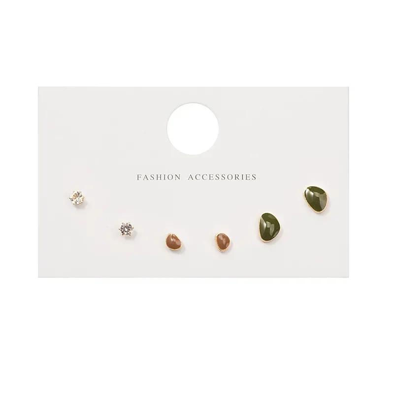 A Suit of Summertime Dazzle Colour Small Stone Sweet Earrings SetS for Women Crystal Clear Butterfly Love Heart Set Paty Jewerly