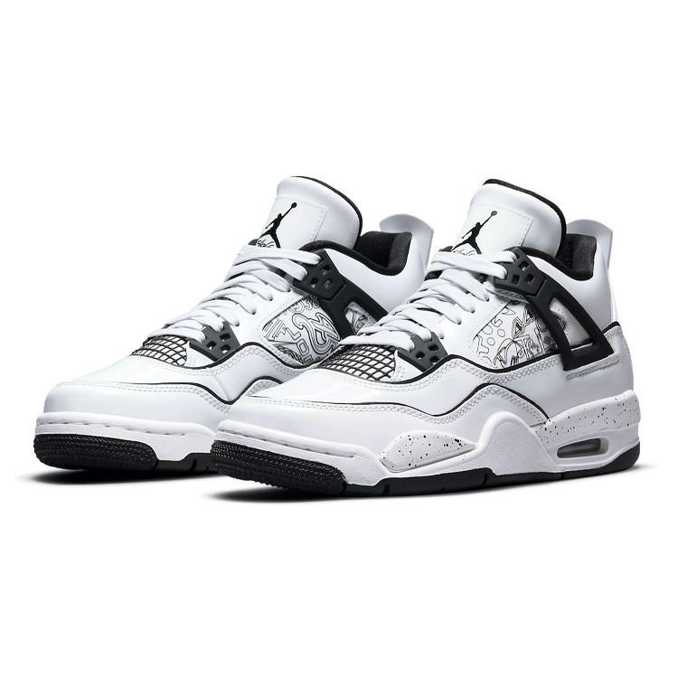 Детские кроссовки Air Jordan 4 Retro GS DIY Белый Черный Volt DC4101-100