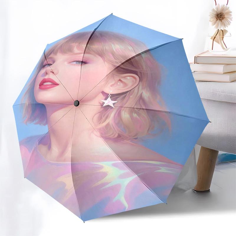 Taylor Swift Themed Automatic Opening and Closing Umbrella, Compact Travel Umbrella, Lightweight and Portable, Suitable for Beach Commuting