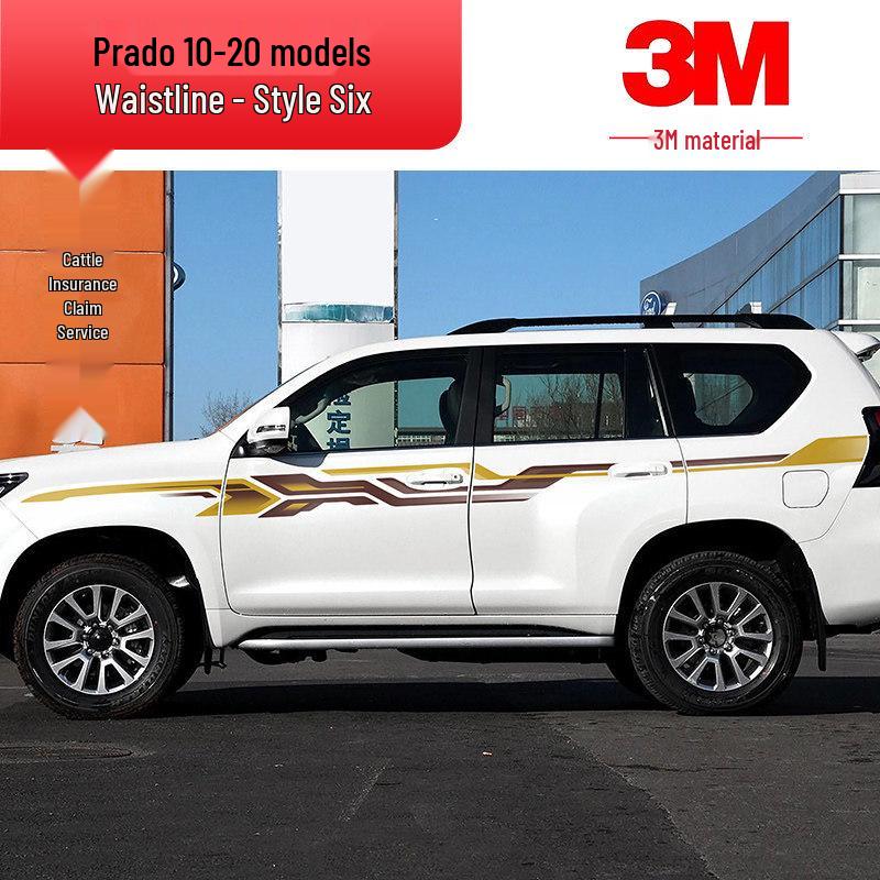 Toyota Prado 10-22 Модели Автомобильная Полоса на Кузов Наклейка на Поясную Линию.