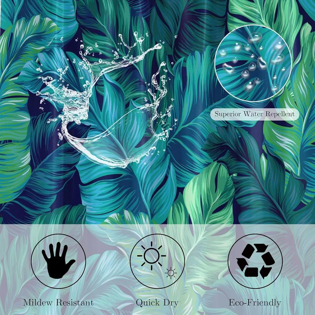 Тропический зеленый лист пальмы занавеска для душа для ванной комнаты с принтом растения водонепроницаемая тканевая занавеска для душа украшение для дома ванной комнаты