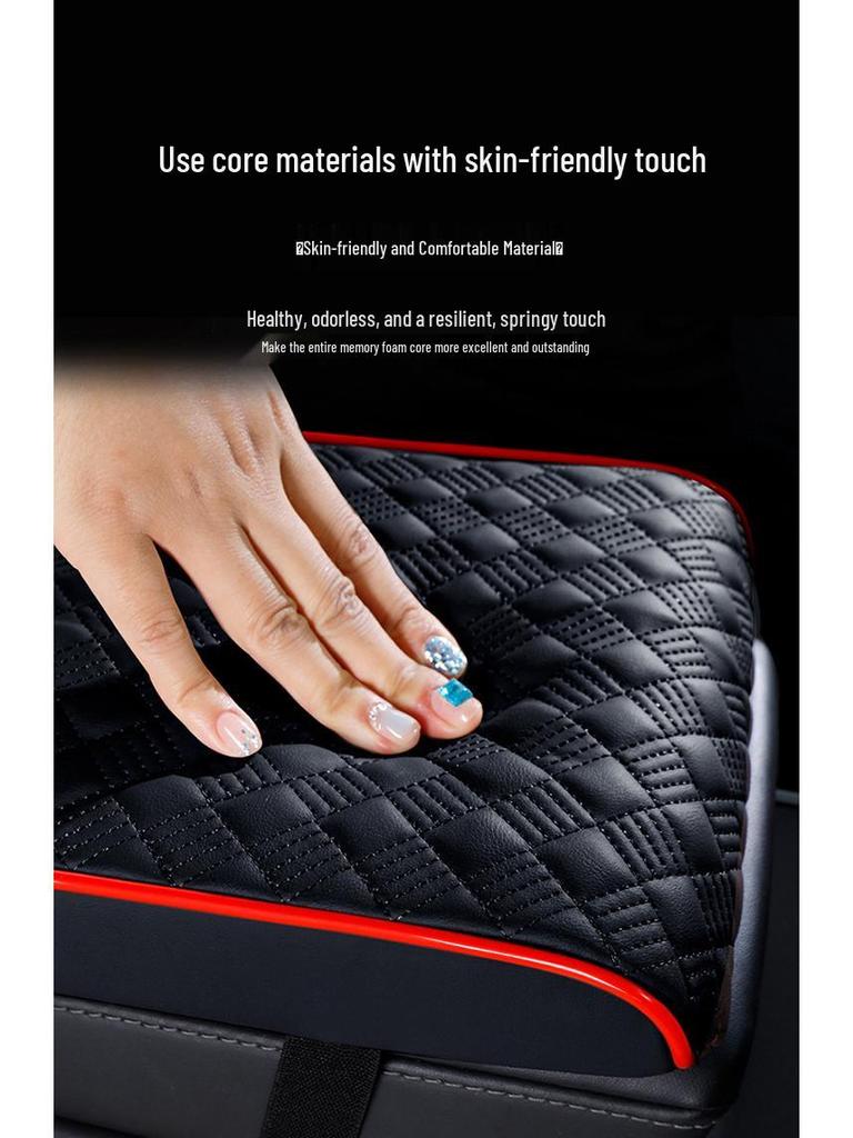 Подушка-подлокотник для автомобиля из бриллиантовой кожи наппа - пена с памятью, нескользящая, износостойкая, универсальная для всех сезонов.