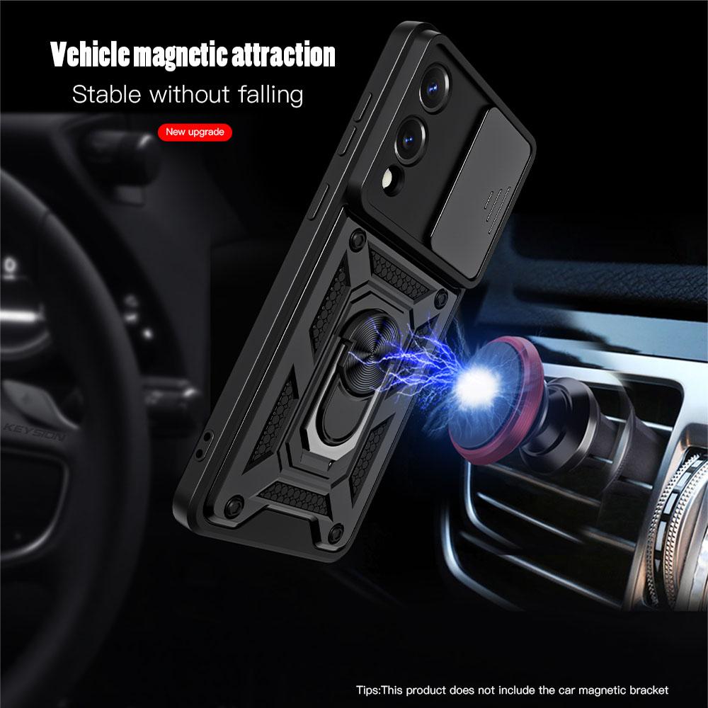 KEYSION Противоударный защитный чехол для Samsung S25 Edge 5G, защитное кольцо для объектива камеры, подставка для телефона, чехол для Galaxy S25 Edge 5G