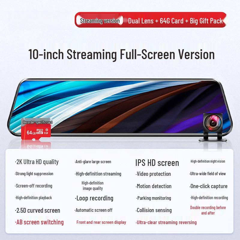 HD видеорегистратор с ночным видением: Двойная запись спереди и сзади, большой экран, с мониторингом парковки.