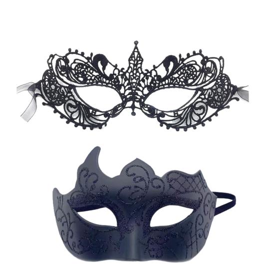 2 Pcs Couple Masquerade Masque Set for Men And Women