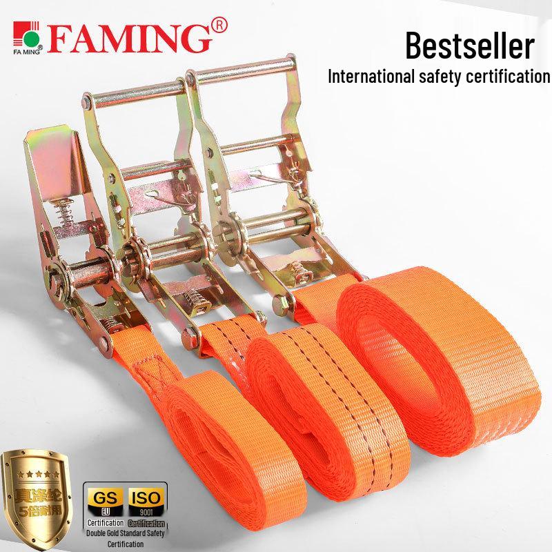 5cm Genuine Polyester Ratchet Cargo Lashing Strap - Durable Non-Extendable Tie-Down Webbing