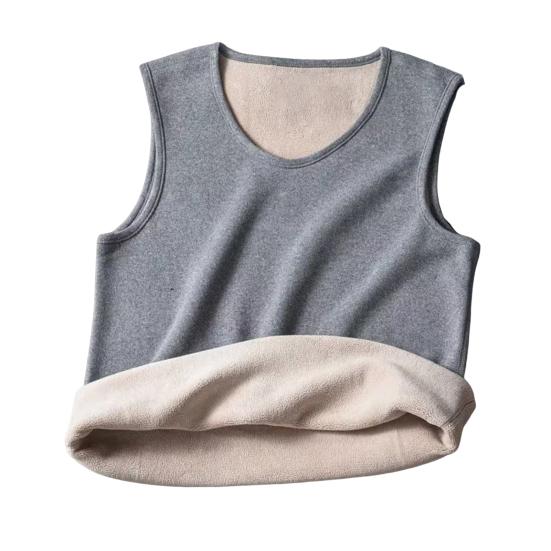 Men Vest V-Neck Sleeveless Slim Fit Pullover Tops Solid Color Casual Base Shirt Thickened Velvet Lining Camisole