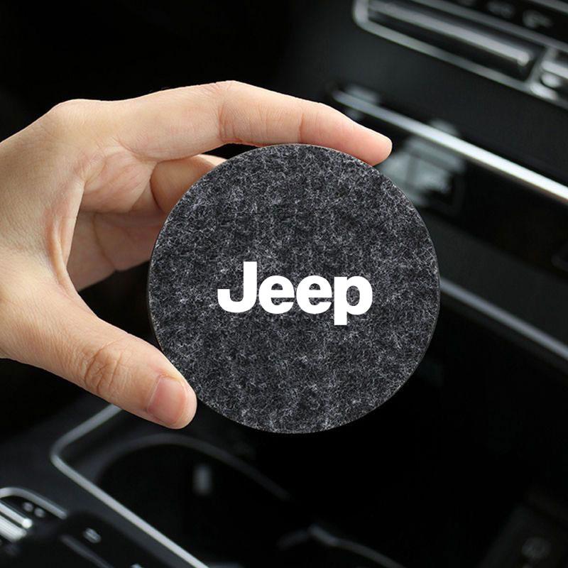 DCPECK1 Car Felt Coaster Thermal Insulation Pad Water Cup Pad For Jeep Grand Cherokee Wrangler JK Gladiator Compass Renegade Patriot
