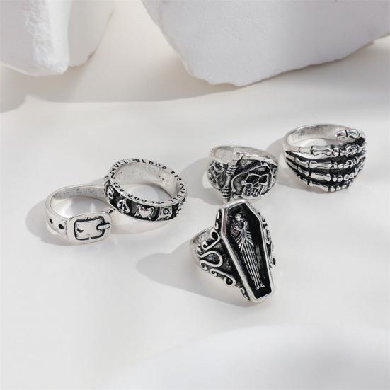 5 Pcs/Set Ring Set Stackable Punk Style Vintage Different Shapes Sickle Finger Decoration Jewelry Joint Finger Statement Rings Lady Gift