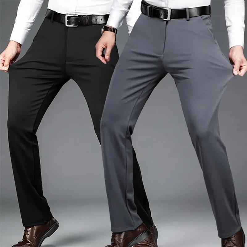 Men's Loose Casual Plus Size Pants Summer Lightweight Straight Pants Office Business Pants