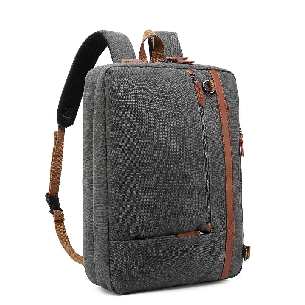 Men Backpacks Cool Bell Nylon/Canvas Male Backpack &Shoulder Bag& Messenger Bag& Handbag 15.6/17.3 Inch Black/Gray CB-5506