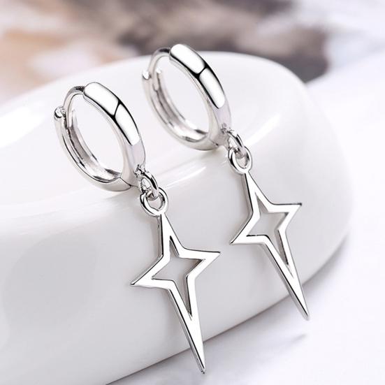 1 Pair Women Earrings Solid Color Star Shape Hip-hop Sturdy Lady Drop