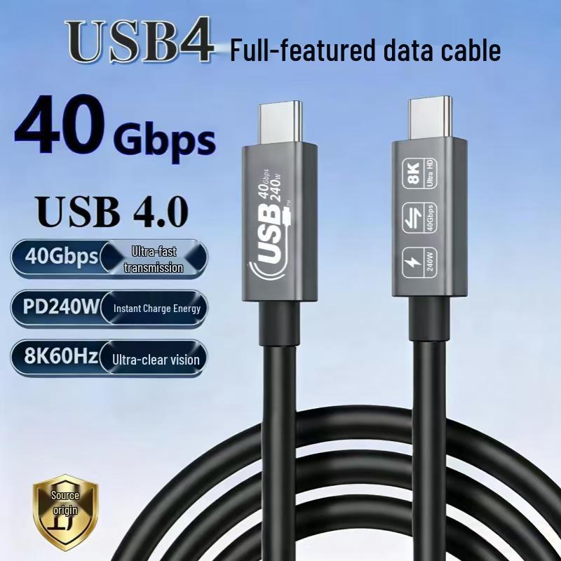 Кабель данных Thunderbolt 4 Type-C Male-to-Male, Высокоскоростной 40 Гбит/с, Зарядка PD 240 Вт, Зеркалирование 8K
