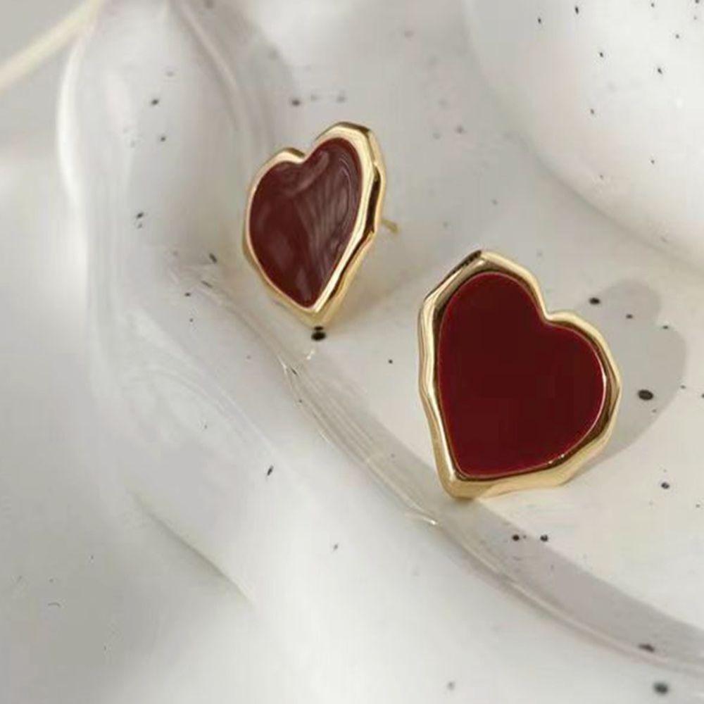 925 French Temperament Love Stud Earrings Light Luxury Women'S Fashion Temperament Versatile High-End Earrings