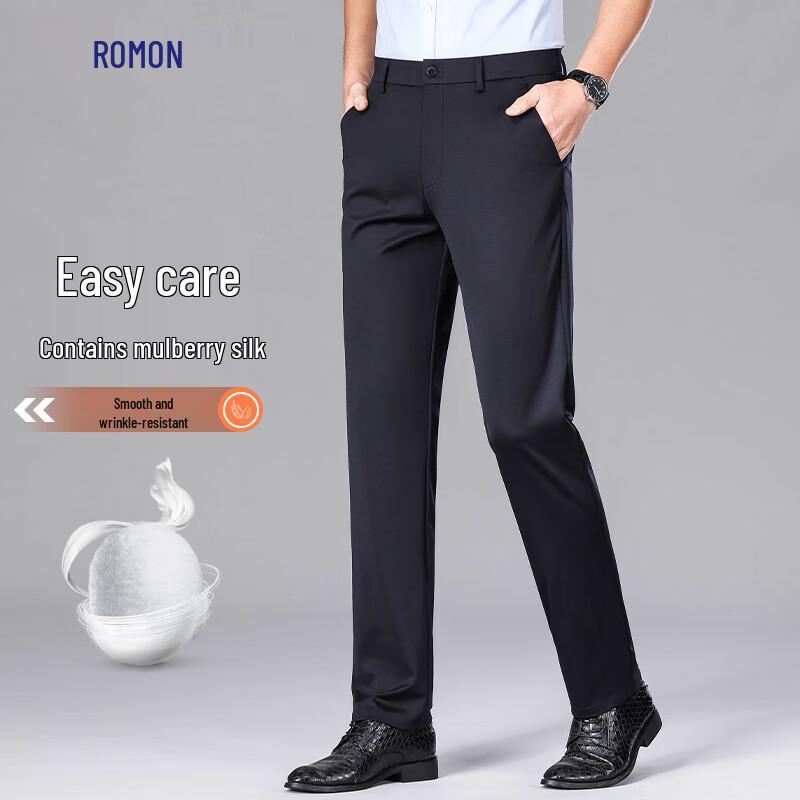 Мужские брюки Luomeng в стиле business casual прямого кроя с добавлением шелка