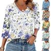 Women's T Shirt Print 3/4 Sleeve Daily Weekend Fashion Basic V- Neck Regular Top